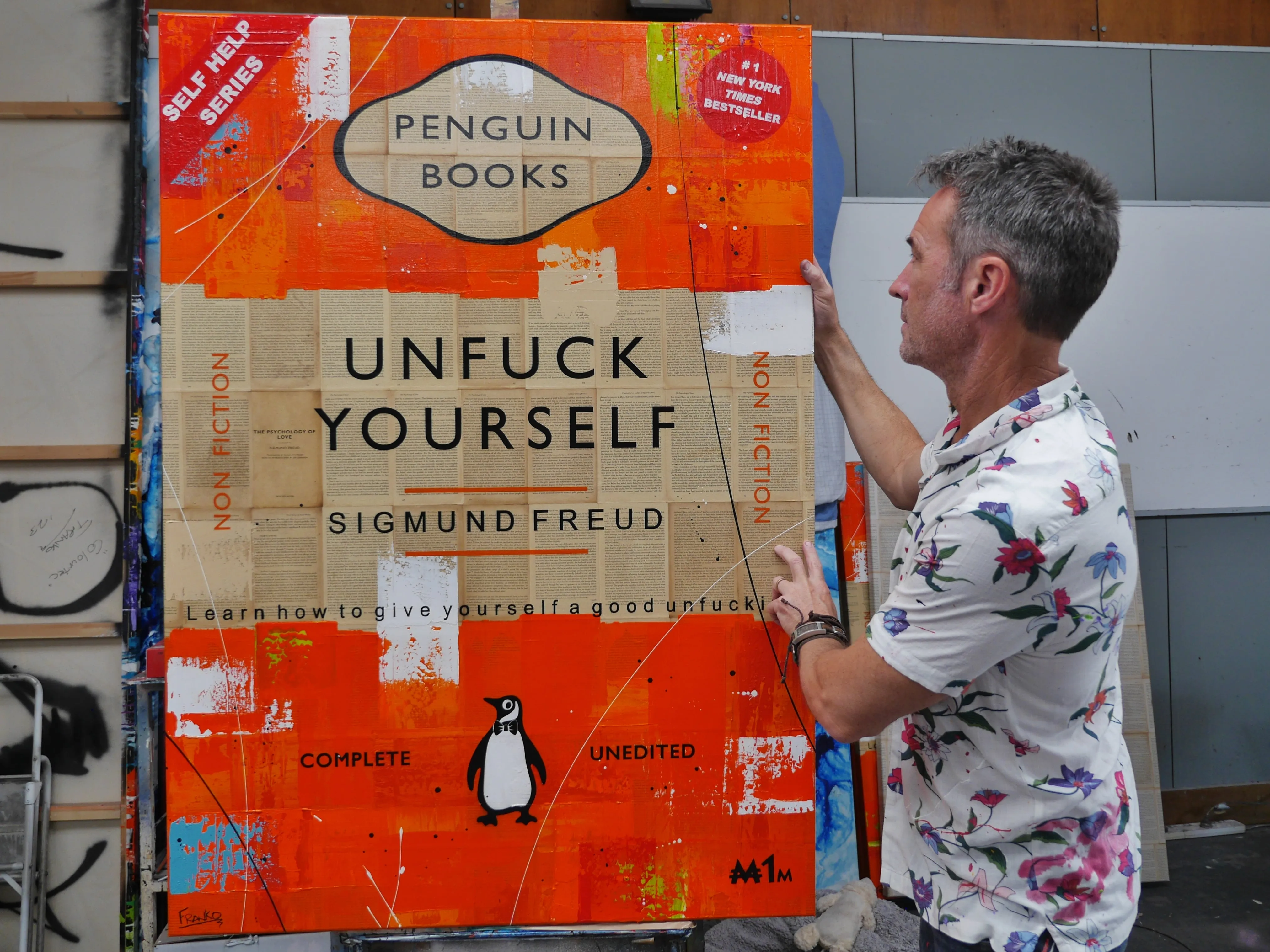 Completely Unfucked 140cm x 100cm Unfuck Yourself Urban Pop Book Club Painting (SOLD)