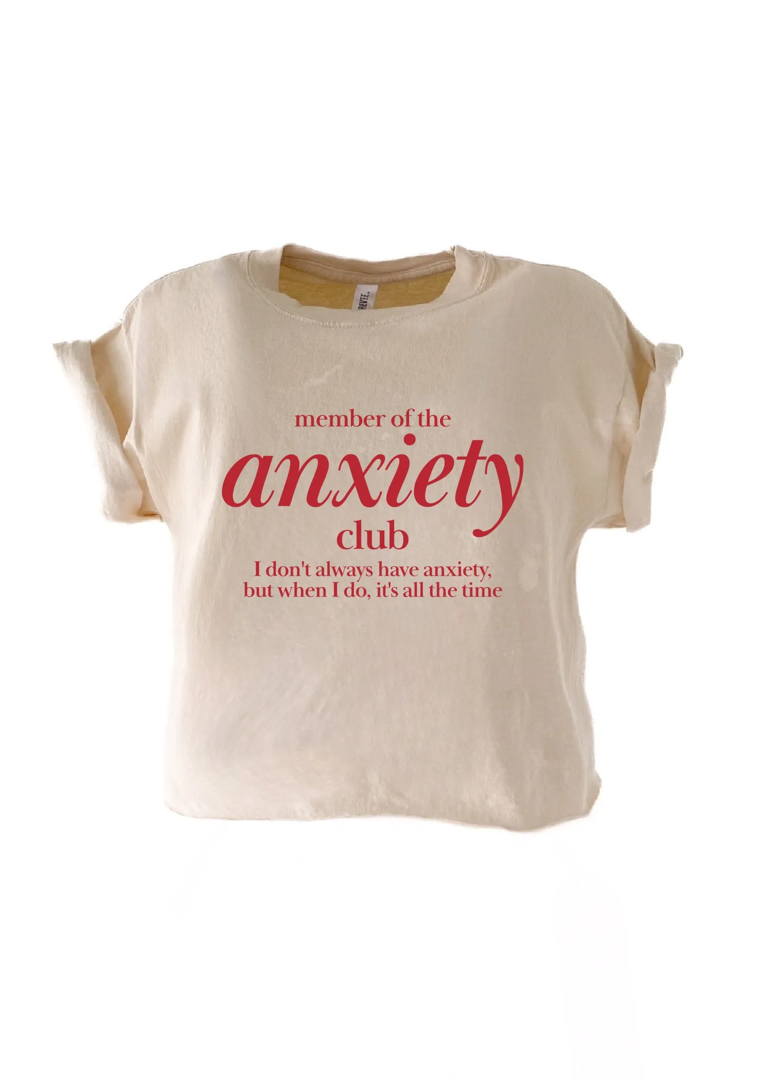 CROPPED MEMBER OF THE ANXIETY CLUB BLEACHED OUT GRAPHIC TEE