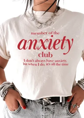 CROPPED MEMBER OF THE ANXIETY CLUB BLEACHED OUT GRAPHIC TEE
