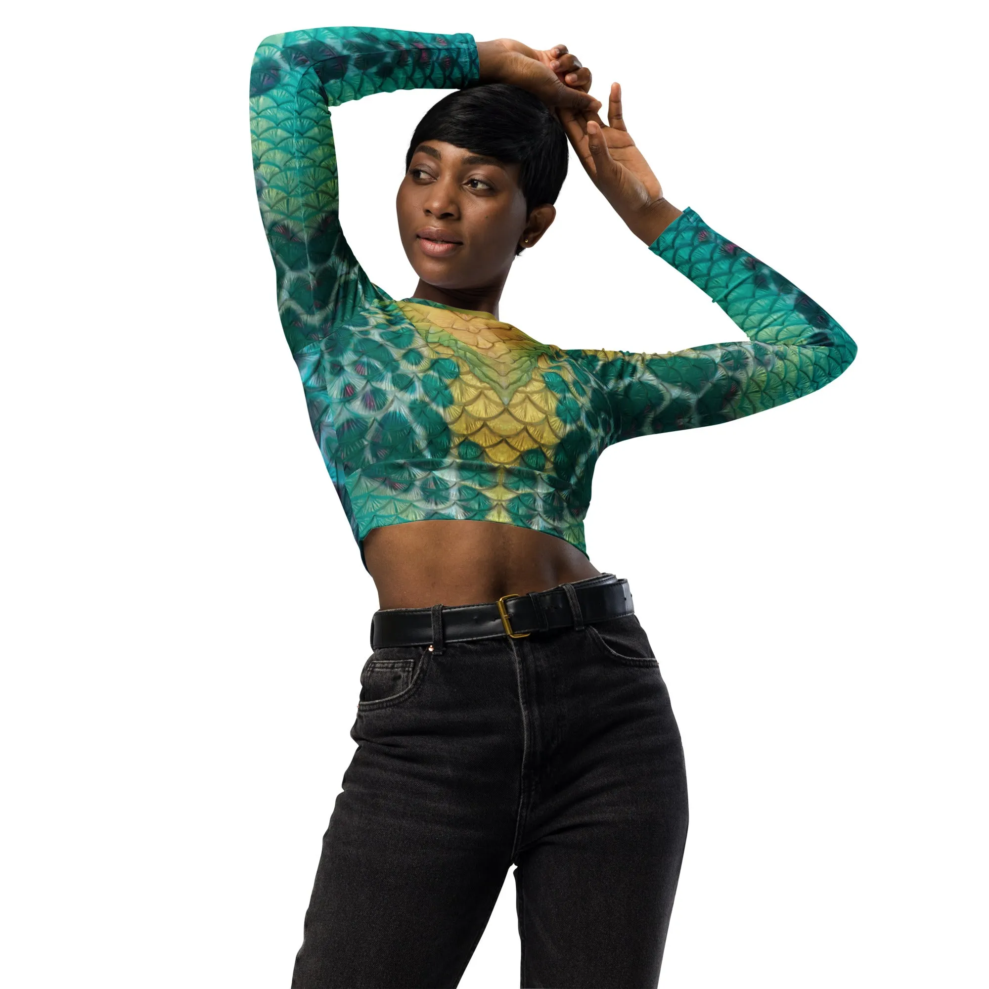 Eco-Friendly Damsel Recycled Cropped Rash Guard for Women