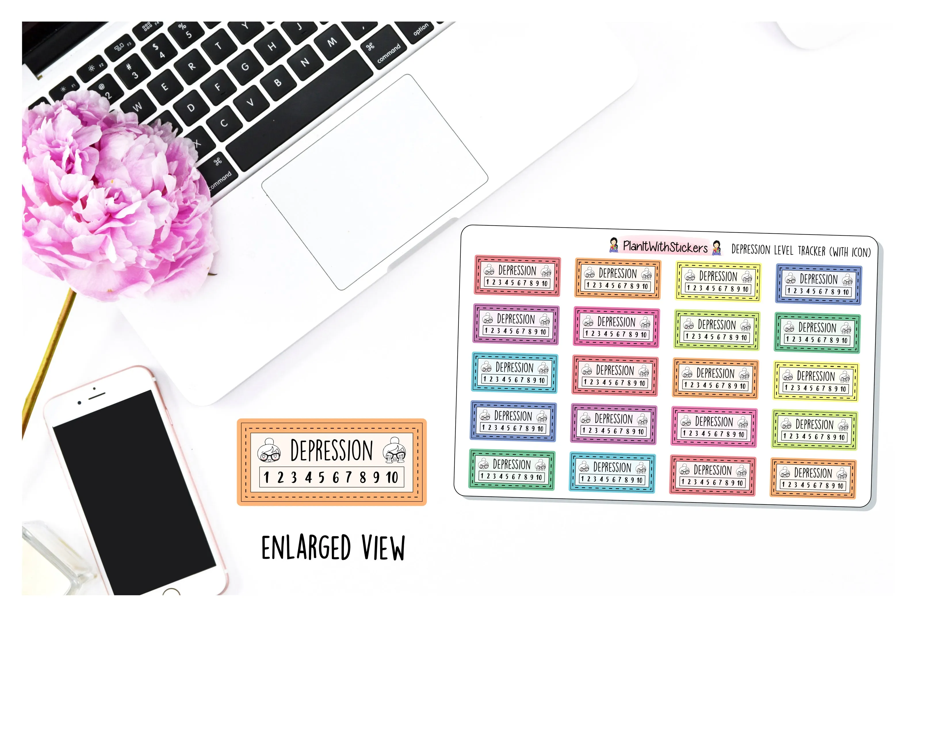 Depression Character Tracker Daily Depression Level Tracking Sticker for Self Care, Depression, and Mental Health Awareness