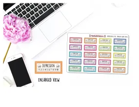 Depression Character Tracker Daily Depression Level Tracking Sticker for Self Care, Depression, and Mental Health Awareness