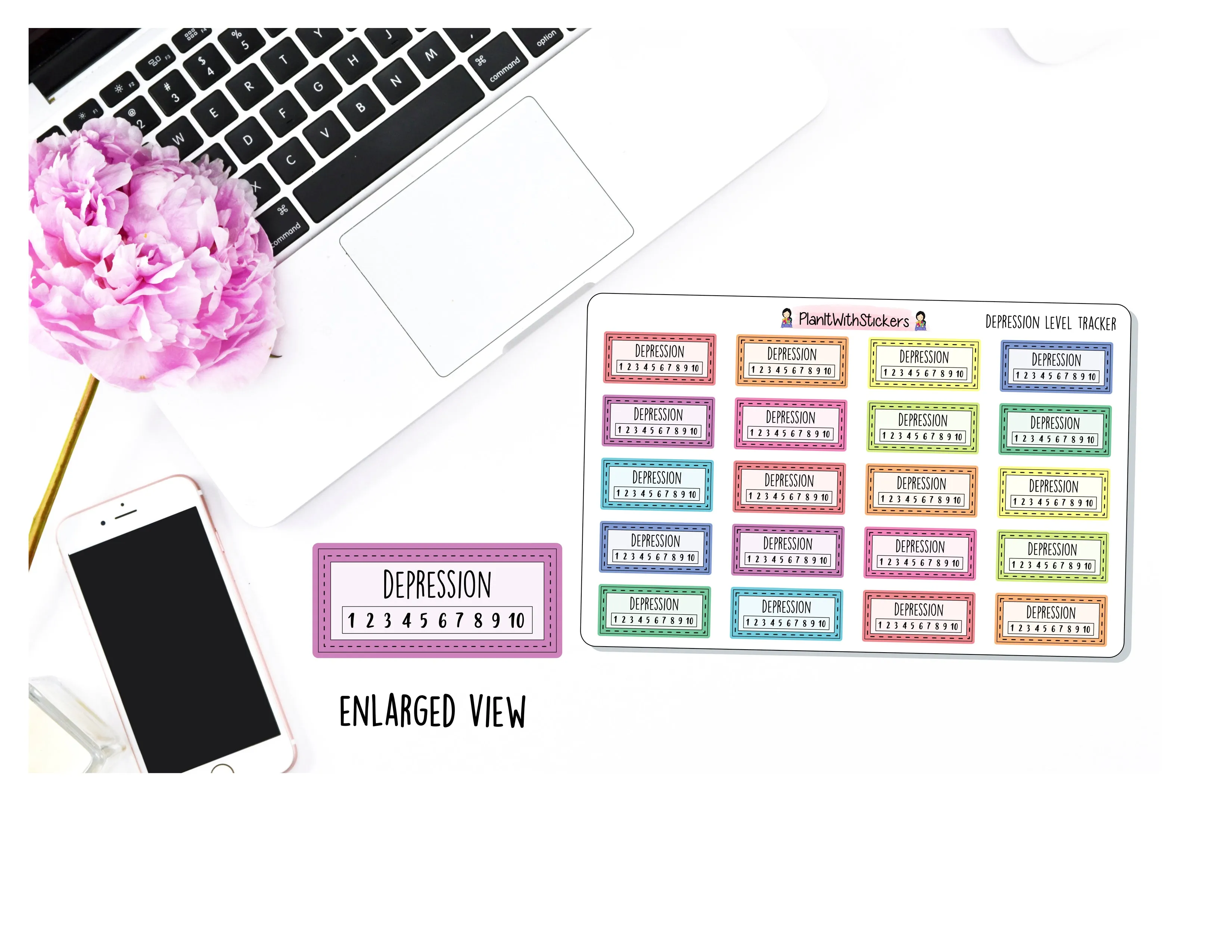 Depression Tracker Daily Depression Level Tracking Sticker for Self Care, Depression, and Mental Health Awareness