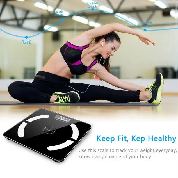 Digital Bathroom Wireless Fat Smart BMI Body Composition Analyzer Health Monitor Sync Data