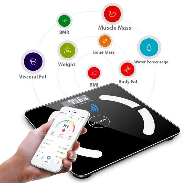 Digital Bathroom Wireless Fat Smart BMI Body Composition Analyzer Health Monitor Sync Data