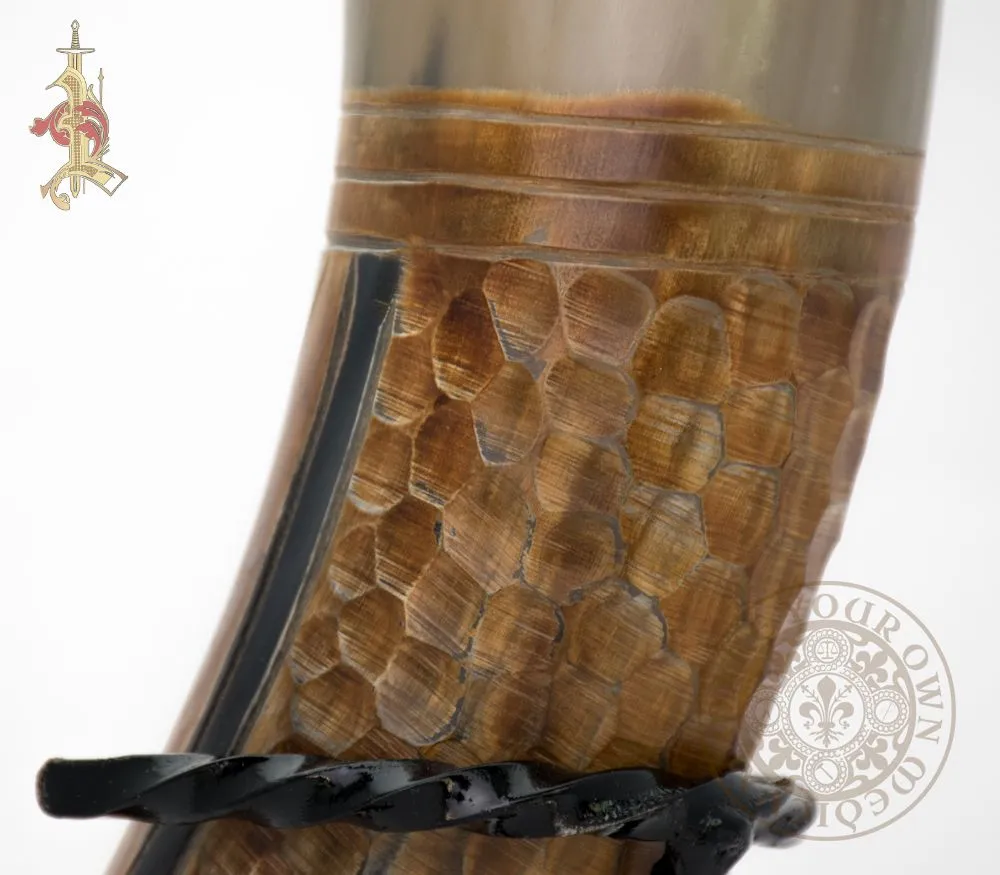 Dragon Scale Carved Drinking Horn 33-38cm (13'-15")