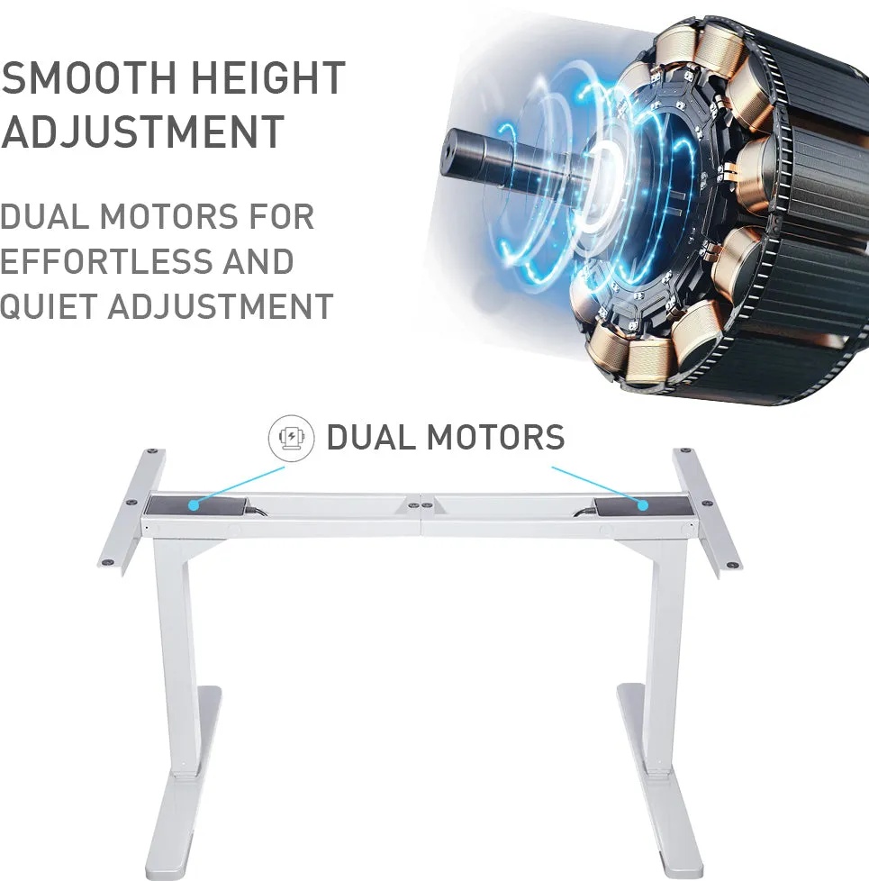 Dual Motor Height Adjustable Desk, 150x70cm, 120kg Load - FORTIA