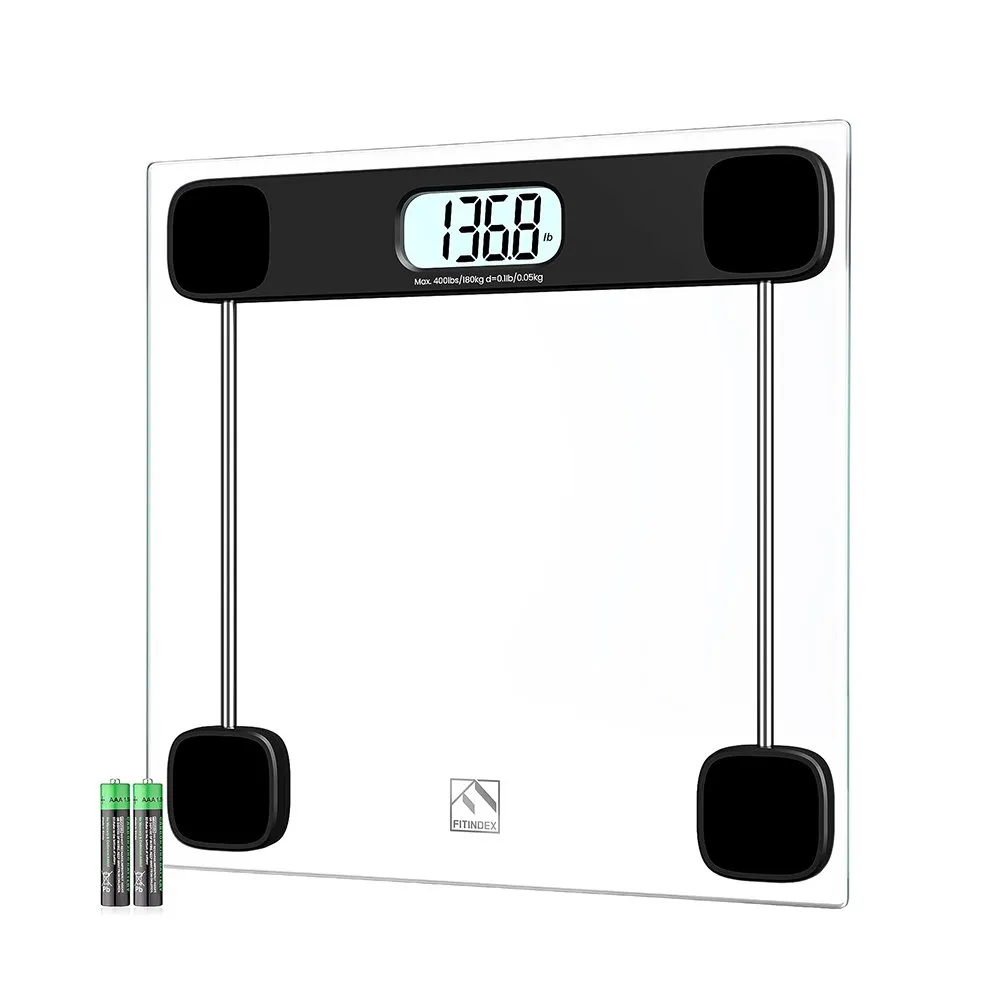 FITINDEX Bathroom Scale for Body Weight Digital Weighing Scale Large LCD Display