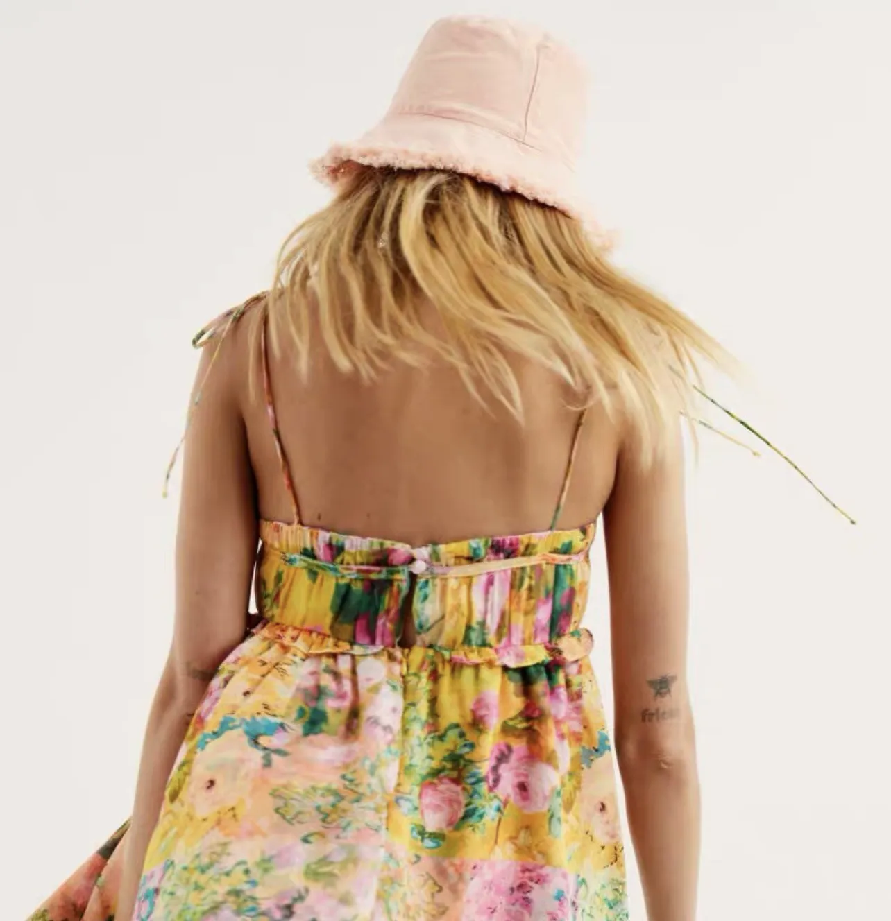 Floral Lace Up Halter Mini Dress