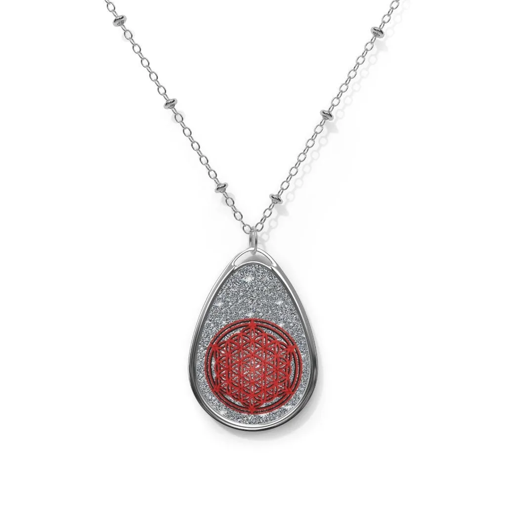 Flower of Life Teardrop Silver Pendant/Necklace,Personalized Gift for Valentines/Birthday/Anniversary/Mother/Aunt/Gran/Sister/Wife/Graduate
