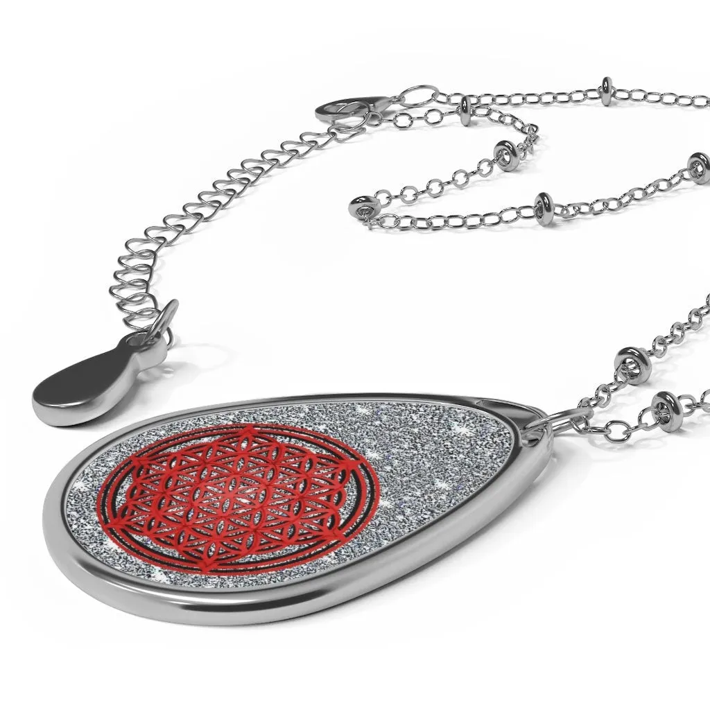 Flower of Life Teardrop Silver Pendant/Necklace,Personalized Gift for Valentines/Birthday/Anniversary/Mother/Aunt/Gran/Sister/Wife/Graduate