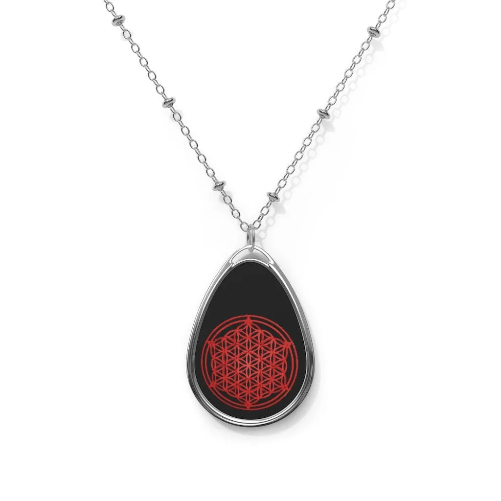 Flower of Life Teardrop Silver Pendant/Necklace,Personalized Gift for Valentines/Birthday/Anniversary/Mother/Aunt/Gran/Sister/Wife/Graduate