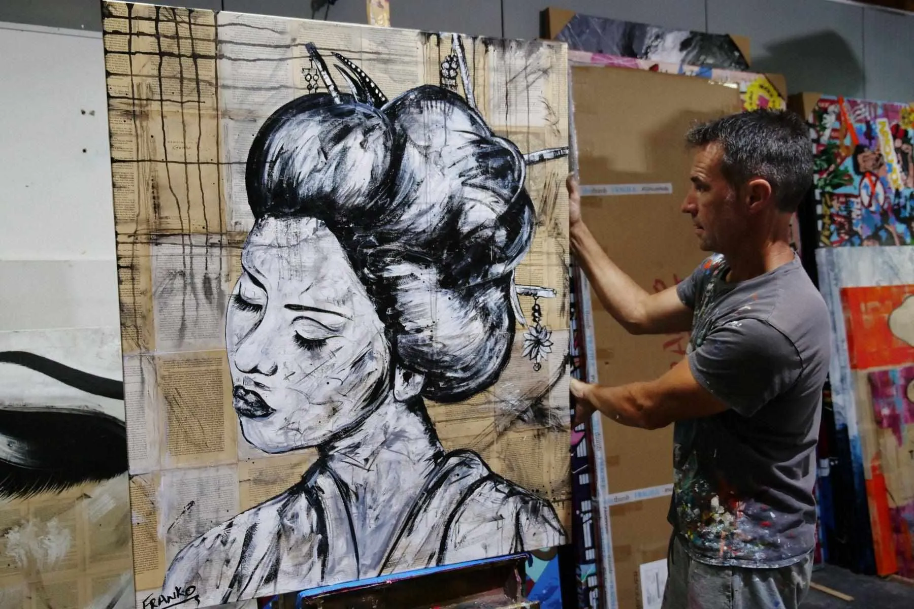 Geisha Study #3 120cm x 100cm Geisha Urban Pop Book Club Painting (SOLD)