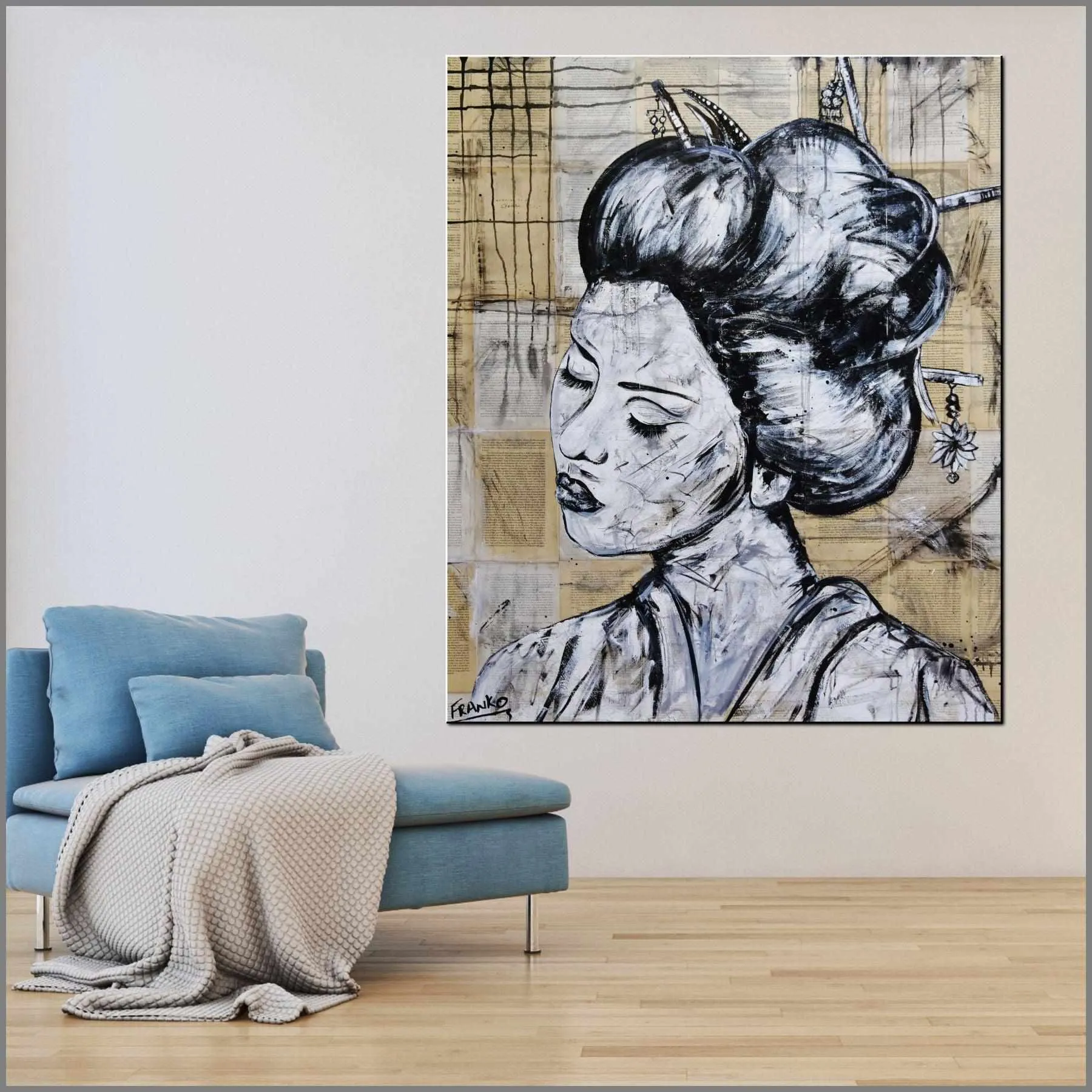 Geisha Study #3 120cm x 100cm Geisha Urban Pop Book Club Painting (SOLD)