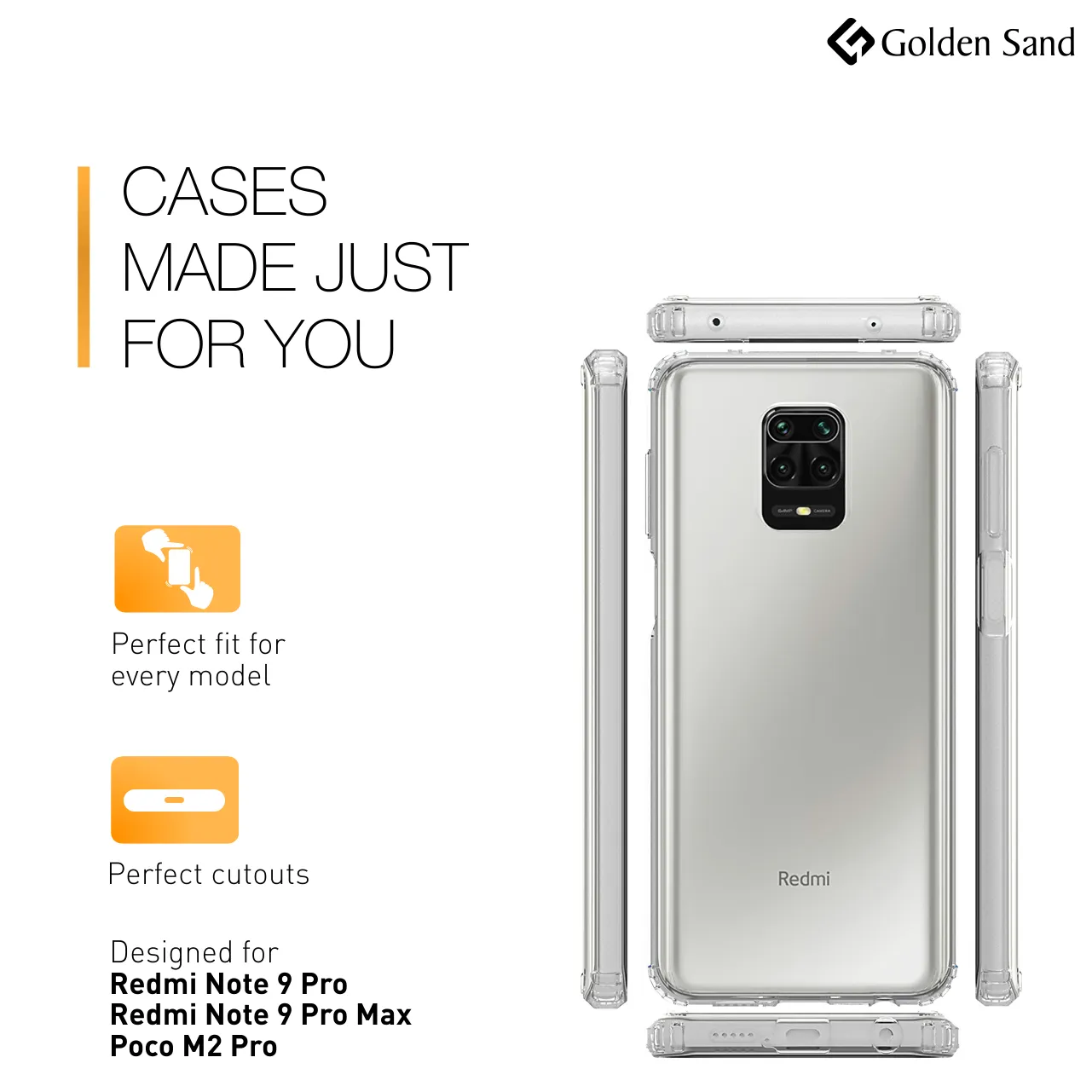 Golden Sand Just Clear Hybrid Series Back Case Cover for Redmi Note 10 Lite, Xiaomi Redmi Note 9 Pro, Xiaomi Redmi Note 9 Pro Max, Poco M2 Pro