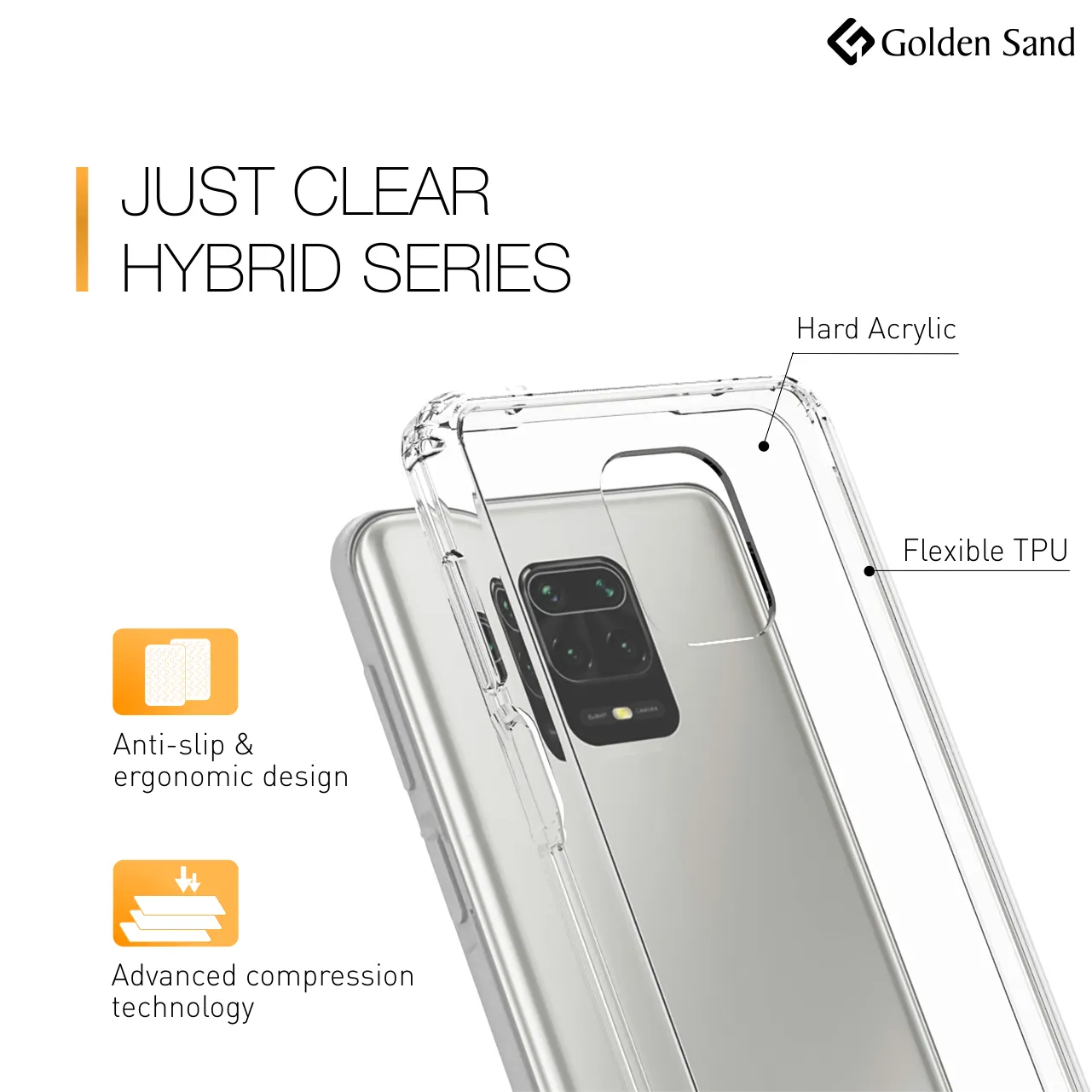 Golden Sand Just Clear Hybrid Series Back Case Cover for Redmi Note 10 Lite, Xiaomi Redmi Note 9 Pro, Xiaomi Redmi Note 9 Pro Max, Poco M2 Pro