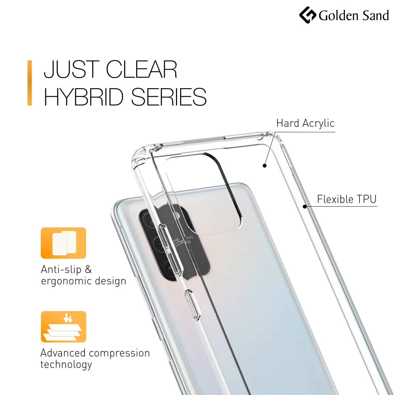 Golden Sand Just Clear Hybrid Series Back Case Cover for  Samsung Galaxy S10 Lite