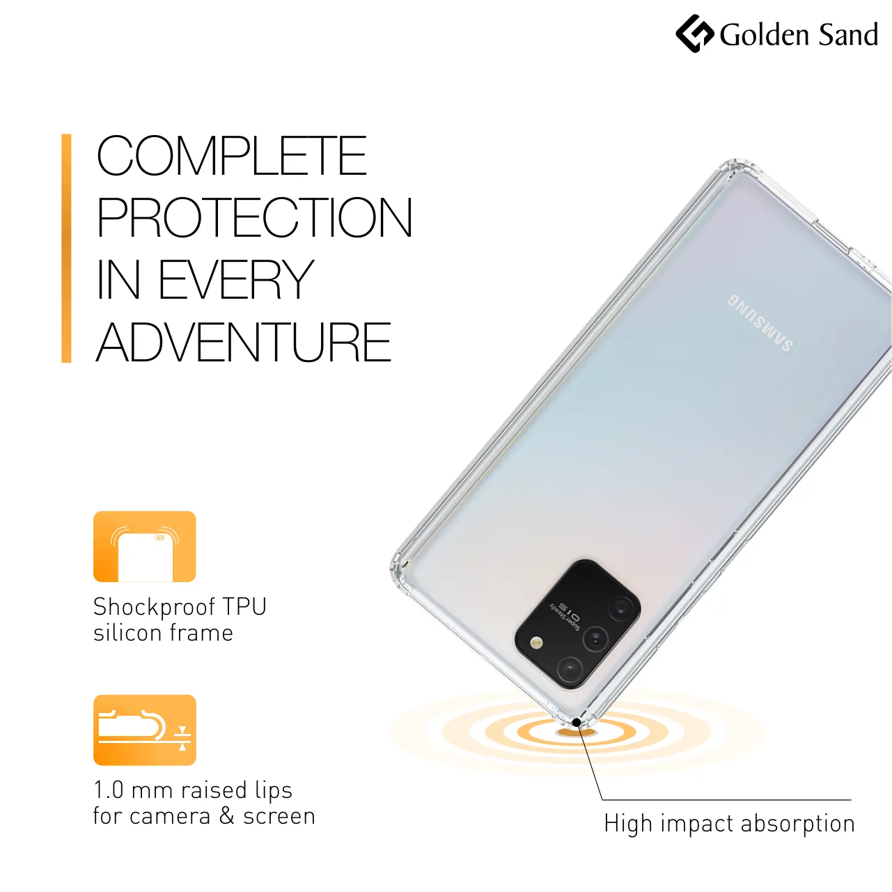 Golden Sand Just Clear Hybrid Series Back Case Cover for  Samsung Galaxy S10 Lite
