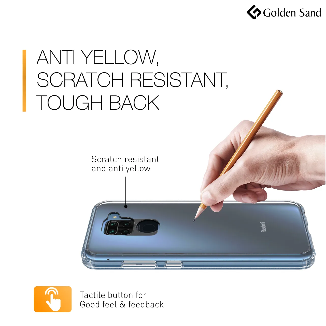 Golden Sand Just Clear Hybrid Series Back Case Cover for  Xiaomi Redmi Note 9
