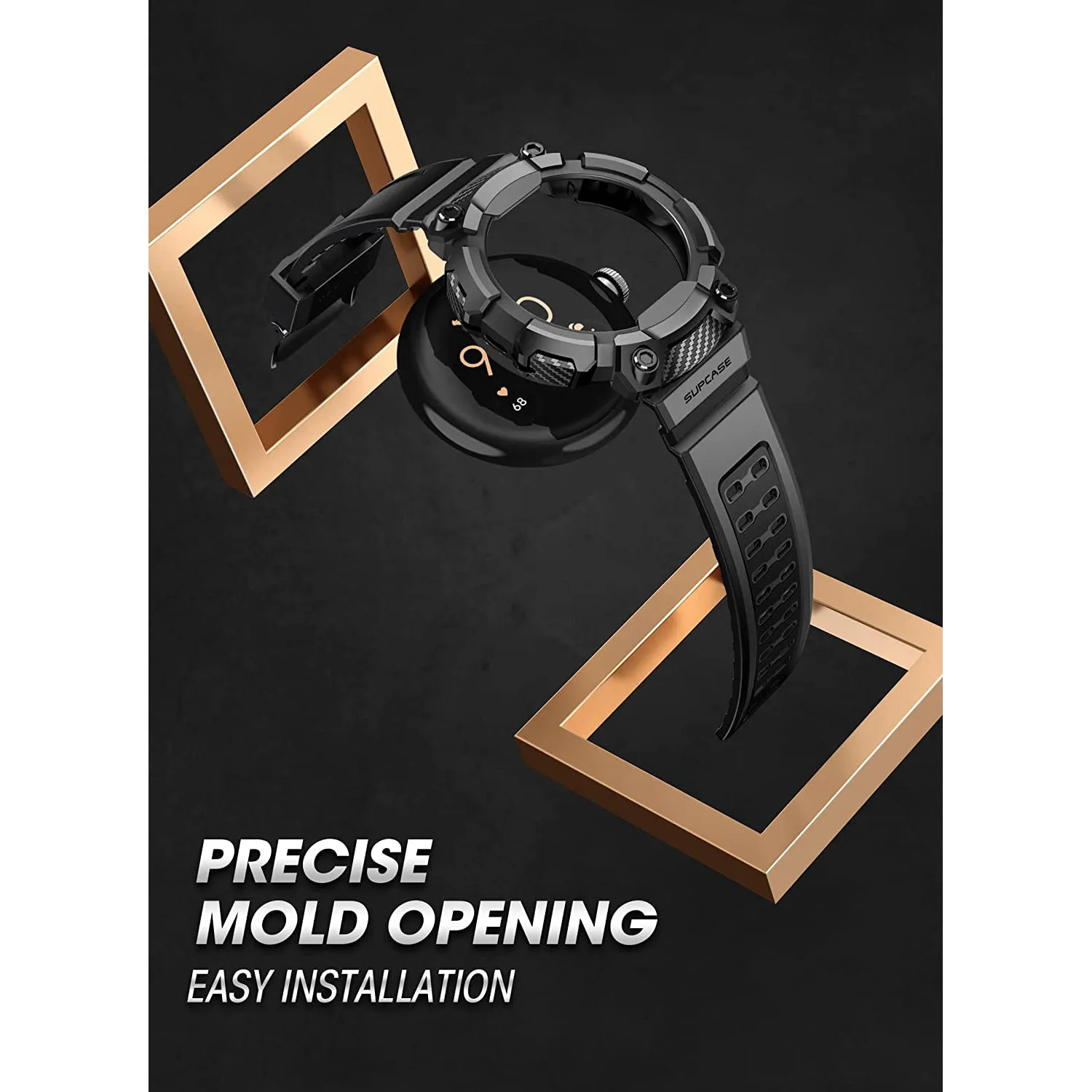 Google Pixel Watch Unicorn Beetle PRO Wristband Case 41mm-Black