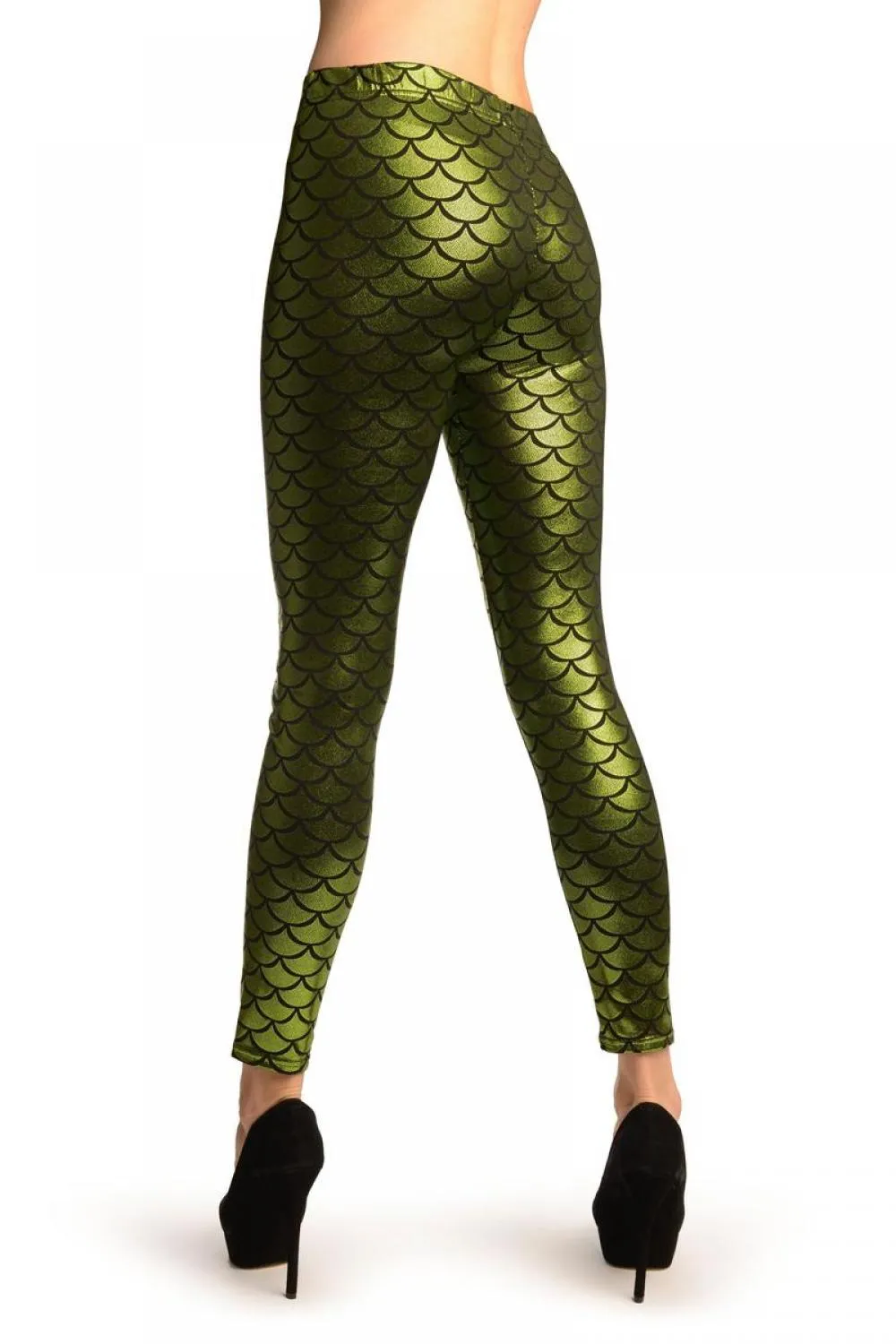 Green Shiny Mermaid Scales Leggings