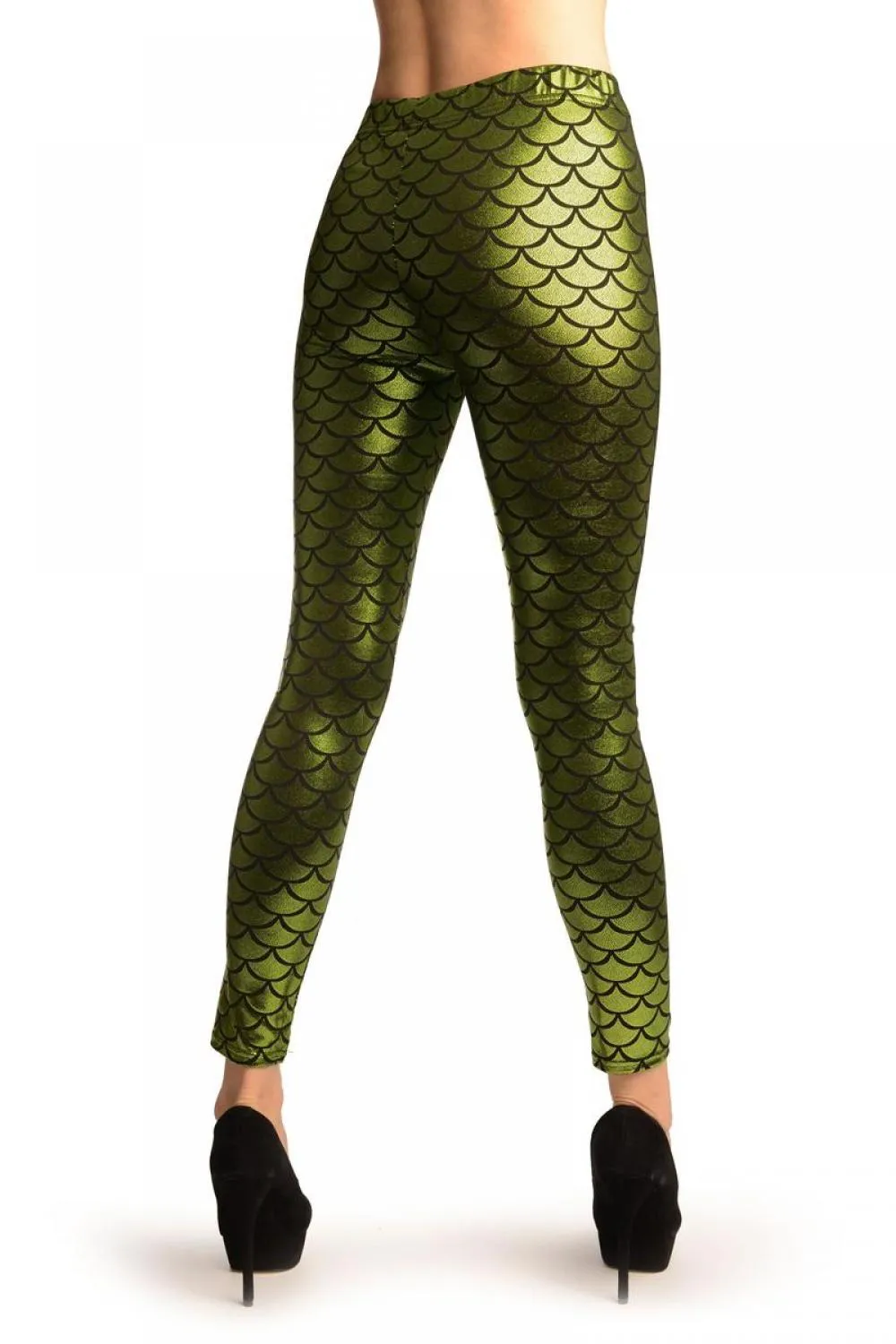 Green Shiny Mermaid Scales Leggings