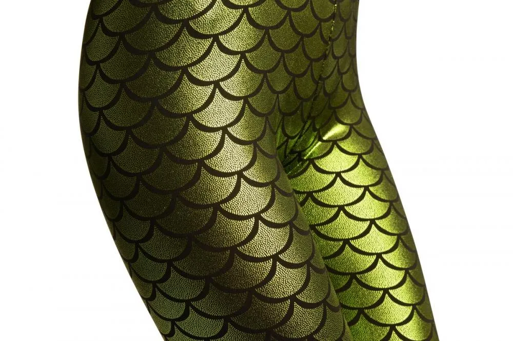Green Shiny Mermaid Scales Leggings
