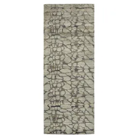 Grey Modern Wool Silk Blend Runner - 3' x 7'8"