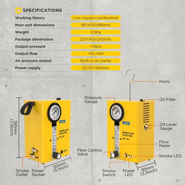 GT-SDT203 - AUTOOL Car Smoke Leak Detector