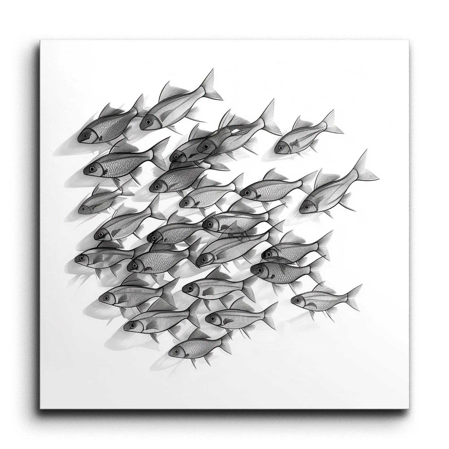 Harmony in Monochrome: School of Fish Art
