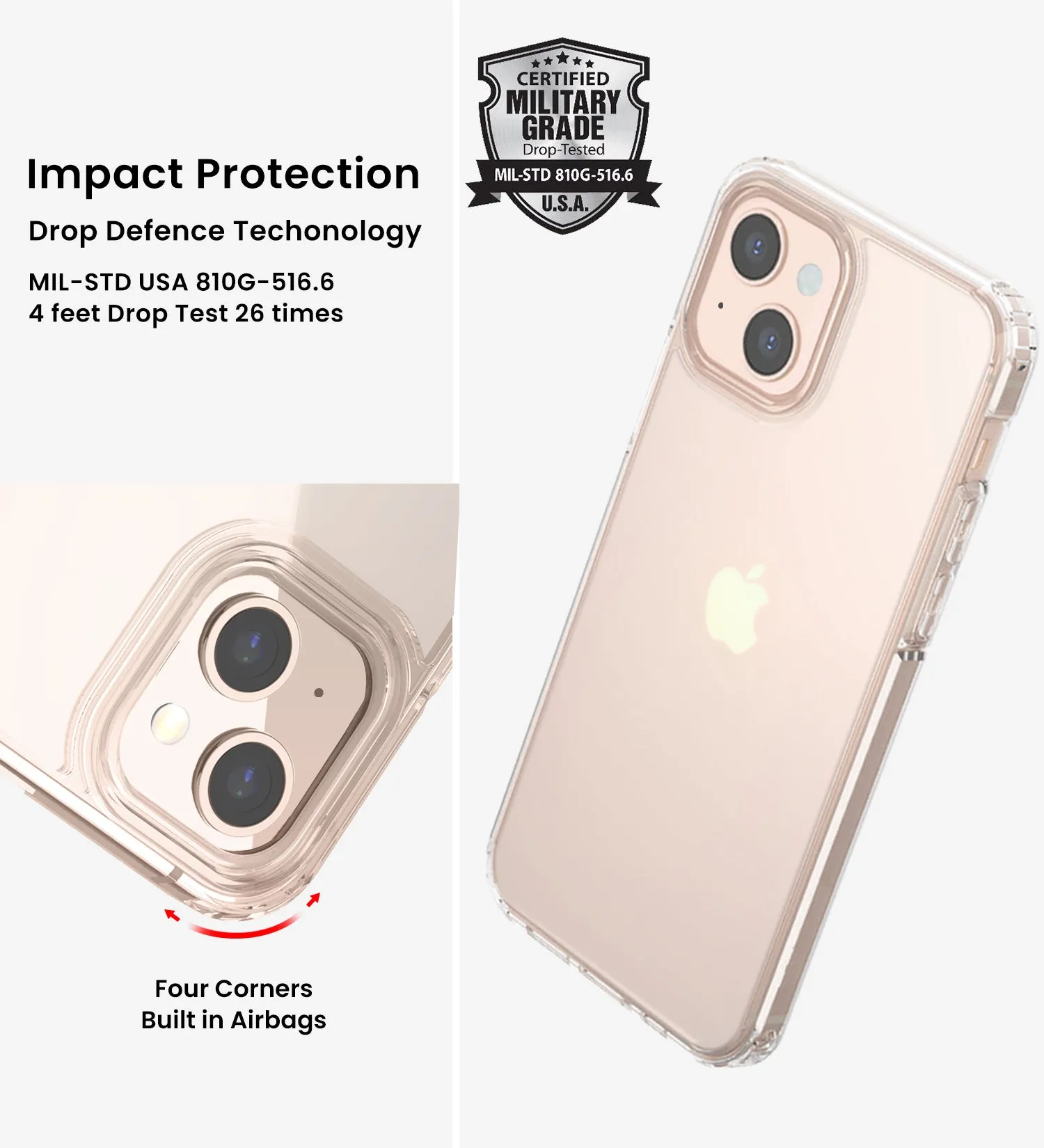 Ice Crystal Matte Series Anti- Fingerprint Frosted Transparent Military Grade [TPU PC] Back Cover Case for Apple iPhone 13, 6.1 inch, Matte Transparent