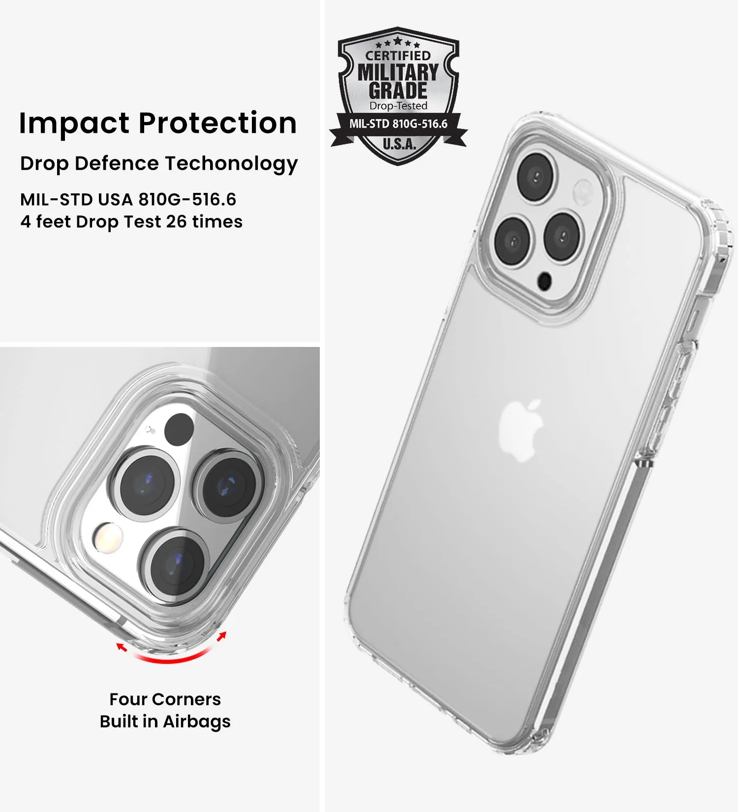 Ice Crystal Matte Series Anti- Fingerprint Frosted Transparent Military Grade [TPU PC] Back Cover Case for Apple iPhone 13 Pro, 6.1 inch, Matte Transparent