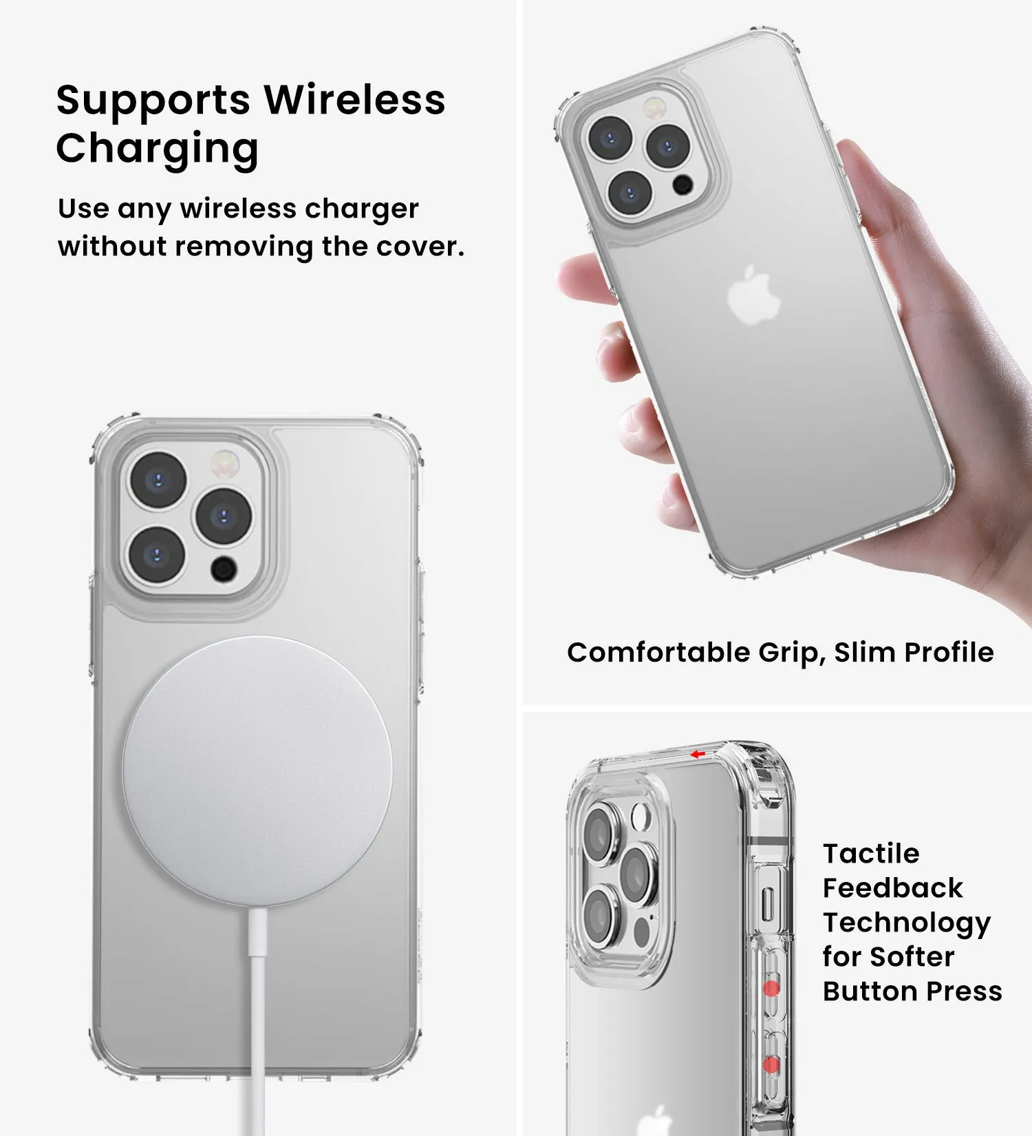 Ice Crystal Matte Series Anti- Fingerprint Frosted Transparent Military Grade [TPU PC] Back Cover Case for Apple iPhone 13 Pro, 6.1 inch, Matte Transparent