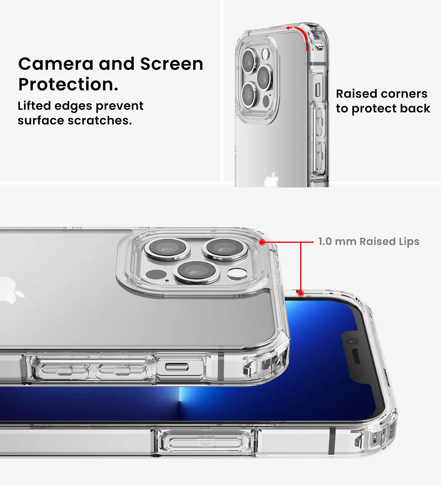 Ice Crystal Matte Series Anti- Fingerprint Frosted Transparent Military Grade [TPU PC] Back Cover Case for Apple iPhone 13 Pro, 6.1 inch, Matte Transparent