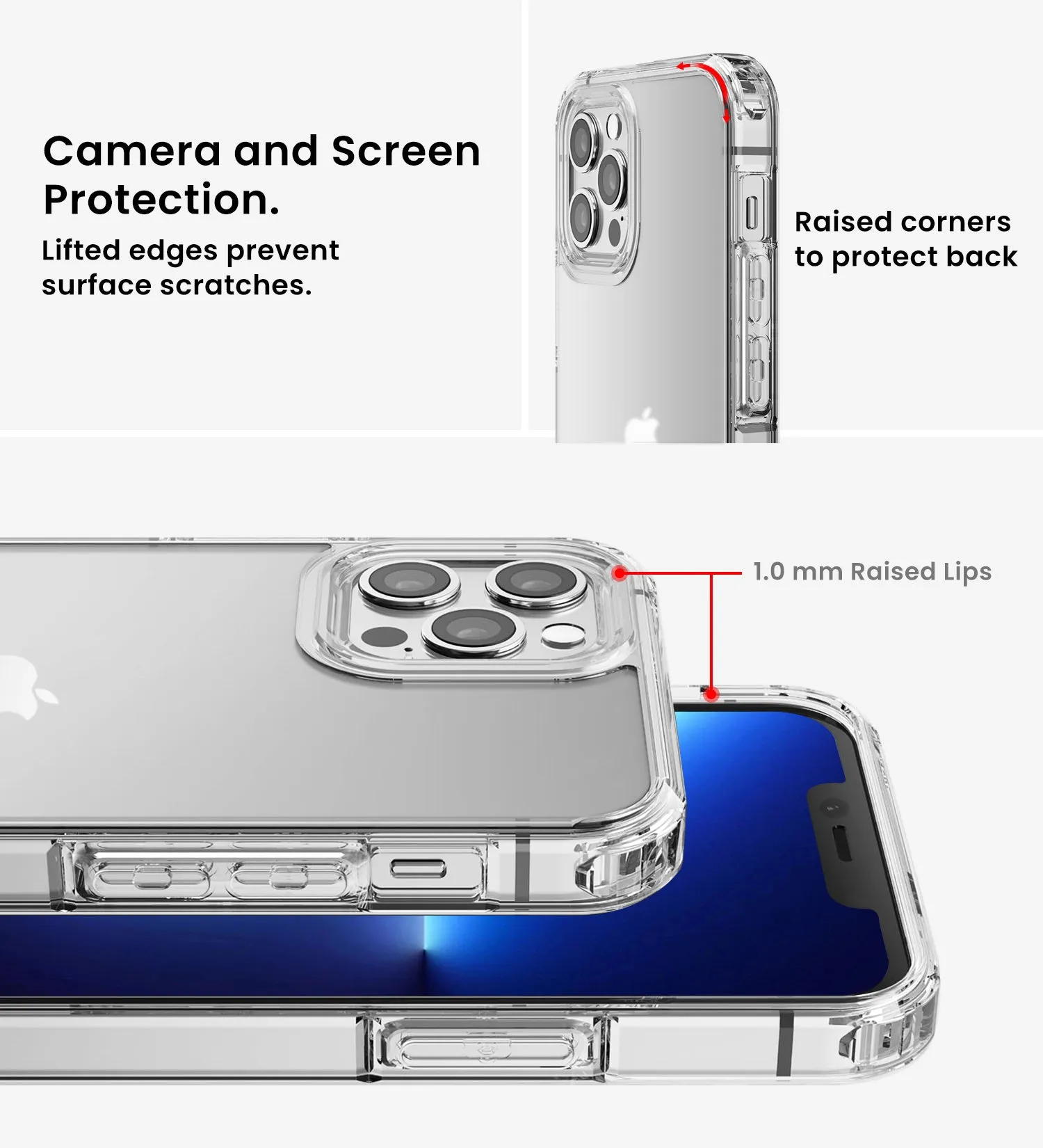 Ice Crystal Matte Series Anti- Fingerprint Frosted Transparent Military Grade [TPU PC] Back Cover Case for Apple iPhone 13 Pro Max, 6.7 inch, Matte Transparent