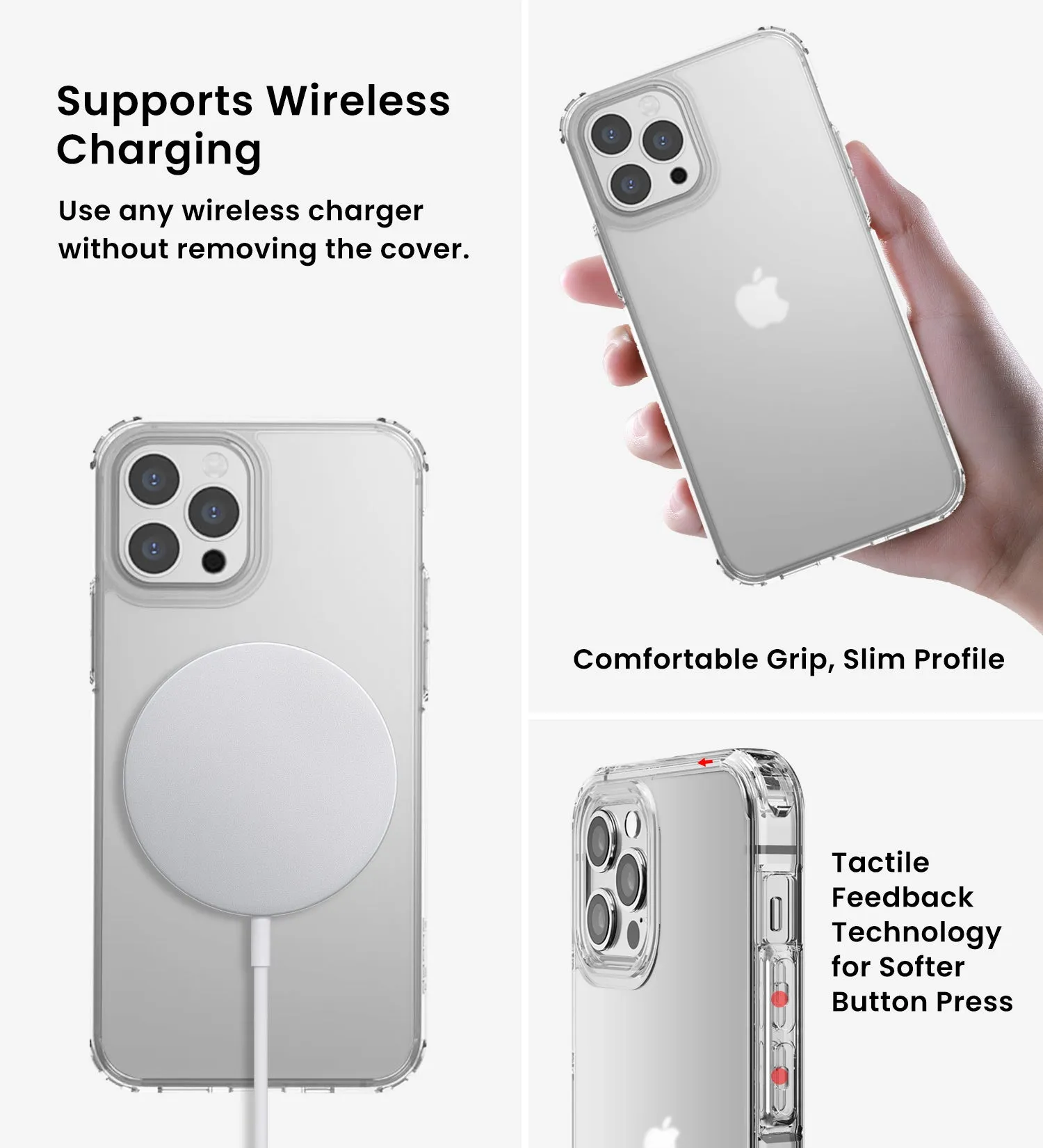 Ice Crystal Matte Series Anti- Fingerprint Frosted Transparent Military Grade [TPU PC] Back Cover Case for Apple iPhone 13 Pro Max, 6.7 inch, Matte Transparent