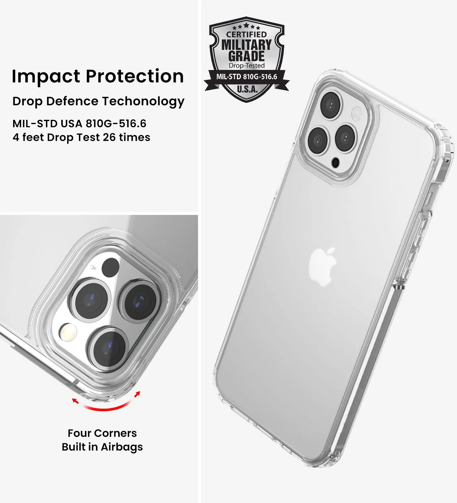 Ice Crystal Matte Series Anti- Fingerprint Frosted Transparent Military Grade [TPU PC] Back Cover Case for Apple iPhone 13 Pro Max, 6.7 inch, Matte Transparent