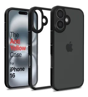 Ice Crystal Series Anti Yellow, Hybrid Transparent PC Military Grade TPU Back Cover for Apple iPhone 16, 6.1 inch, (Transparent Black)