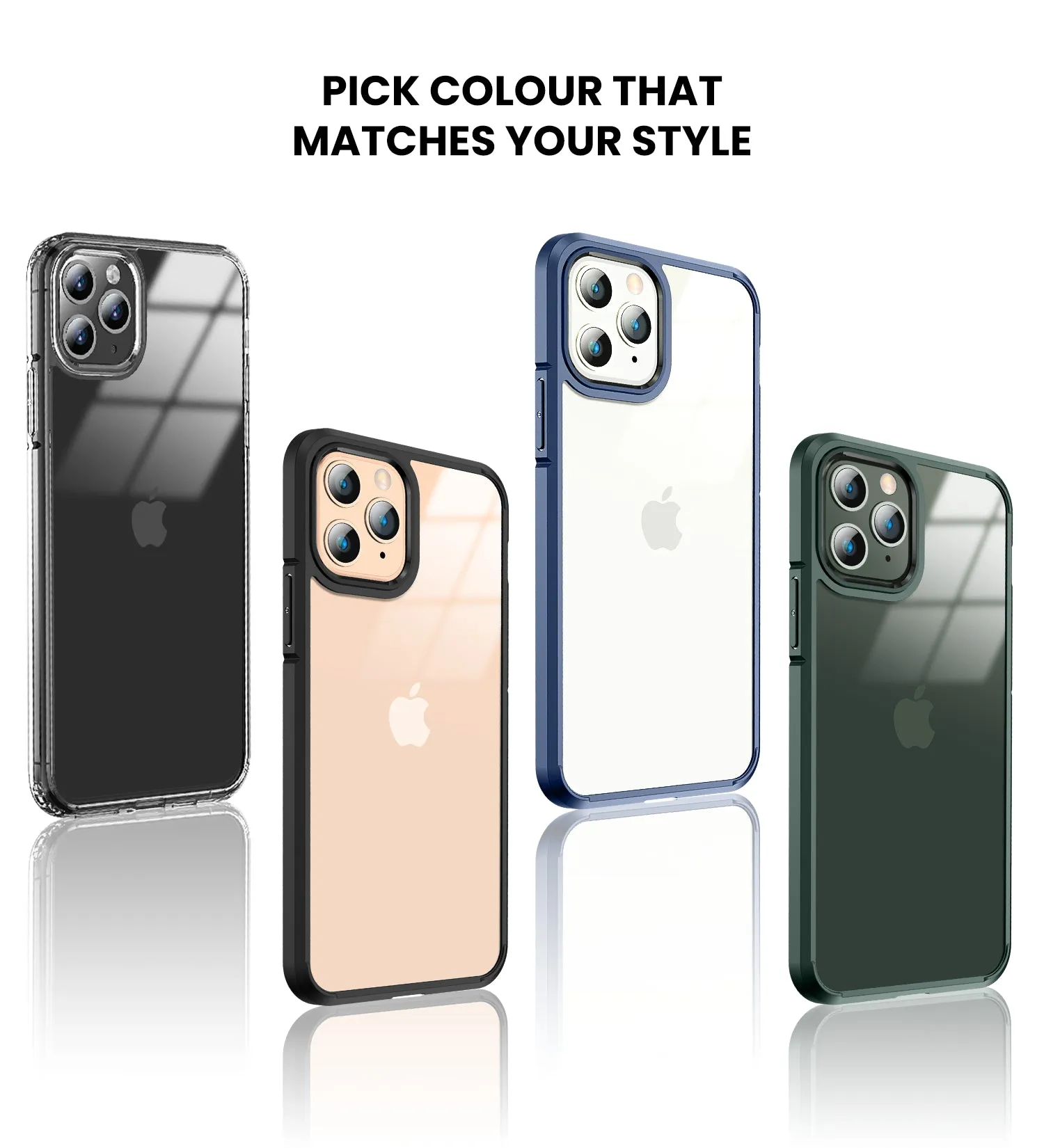 Ice Crystal Series Hybrid Scratch-Resistant Transparent PC Military Grade TPU Back Case for Apple iPhone 11 Pro Max, 6.5 inch, Military Green