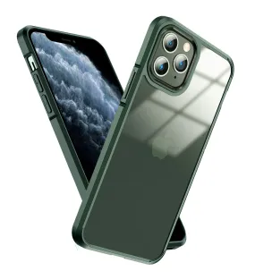 Ice Crystal Series Hybrid Scratch-Resistant Transparent PC Military Grade TPU Back Case for Apple iPhone 11 Pro Max, 6.5 inch, Military Green