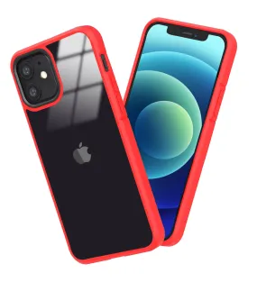 Ice Crystal Series Hybrid Scratch-Resistant Transparent PC Military Grade TPU Back Case for Apple iPhone 12, 6.1 inch, Real Red