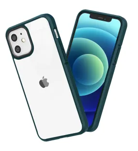 Ice Crystal Series Hybrid Scratch-Resistant Transparent PC Military Grade TPU Back Case for Apple iPhone 12 Mini, 5.4 inch, Military Green
