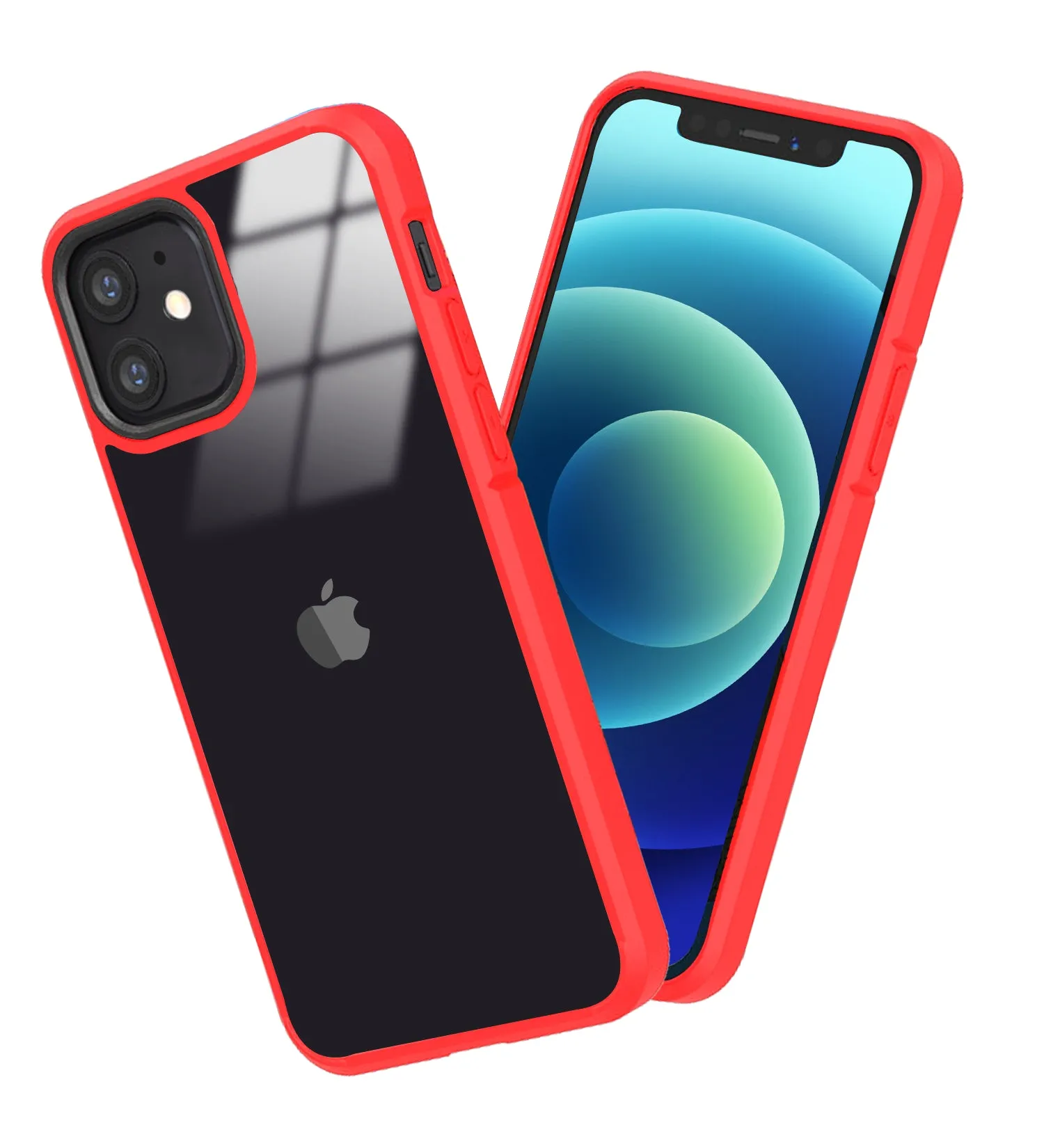 Ice Crystal Series Hybrid Scratch-Resistant Transparent PC Military Grade TPU Back Case for Apple iPhone 12 Mini, 5.4 inch, Real Red
