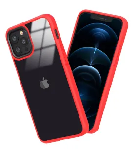Ice Crystal Series Hybrid Scratch-Resistant Transparent PC Military Grade TPU Back Case for Apple iPhone 12 Pro, 6.1 inch, Real Red
