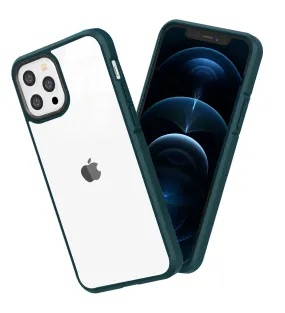Ice Crystal Series Hybrid Scratch-Resistant Transparent PC Military Grade TPU Back Case for Apple iPhone 12 Pro Max, 6.7 inch, Military Green