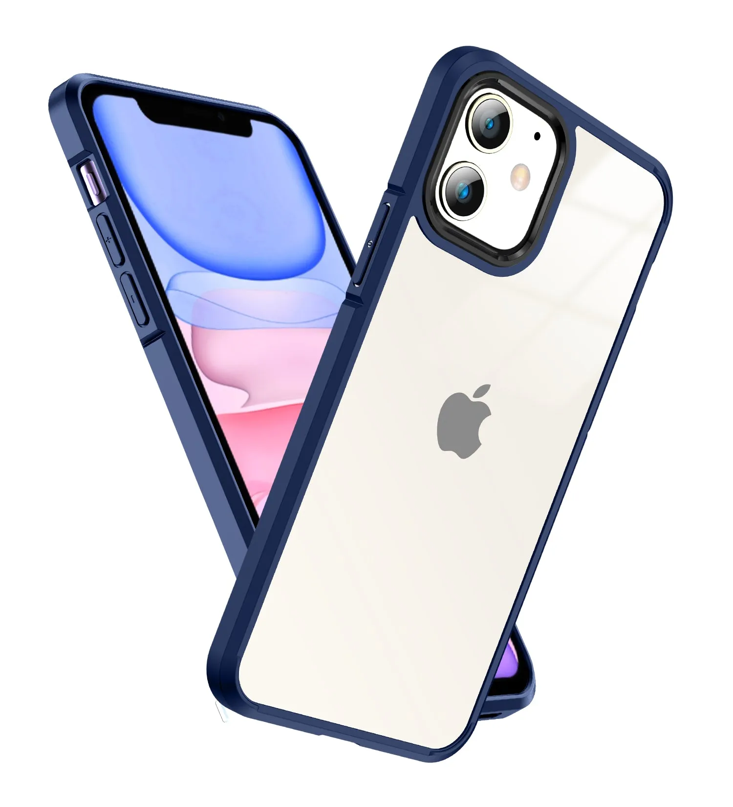 Ice Crystal Series Hybrid Scratch-Resistant Transparent PC Military Grade TPU Back Cover for Apple iPhone 11, 6.1 inch, Deep Blue