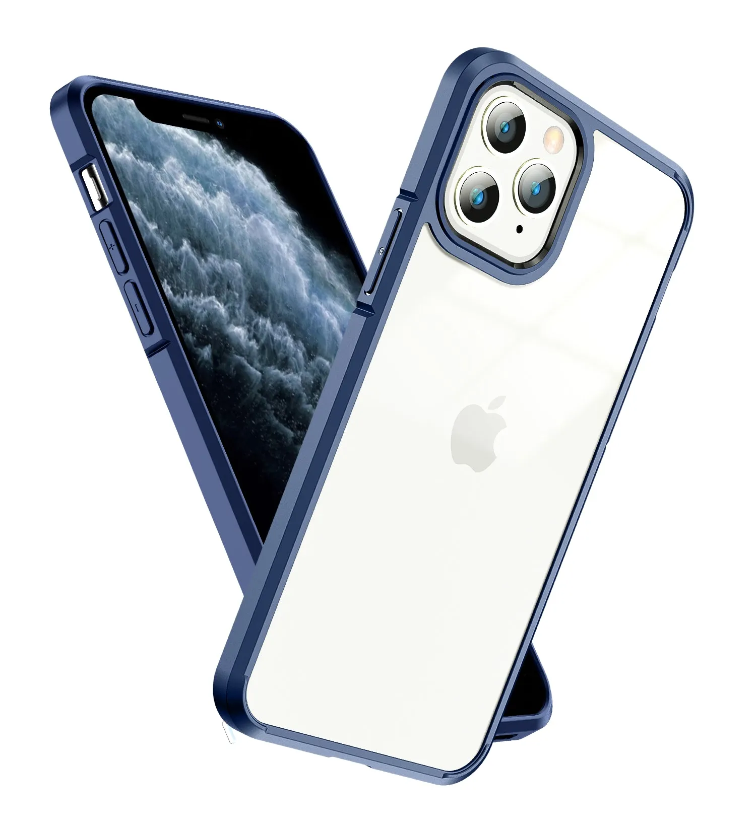 Ice Crystal Series Hybrid Scratch-Resistant Transparent PC Military Grade TPU Back Cover for Apple iPhone 11 Pro, 5.8 inch, Deep Blue