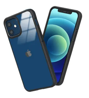 Ice Crystal Series Hybrid Scratch-Resistant Transparent PC Military Grade TPU Back Cover for Apple iPhone 12, 6.1 inch, Space Black