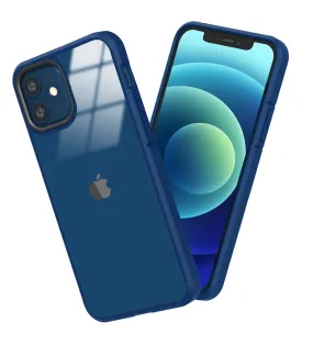 Ice Crystal Series Hybrid Scratch-Resistant Transparent PC Military Grade TPU Back Cover for Apple iPhone 12 Mini, 5.4 inch, Deep Blue