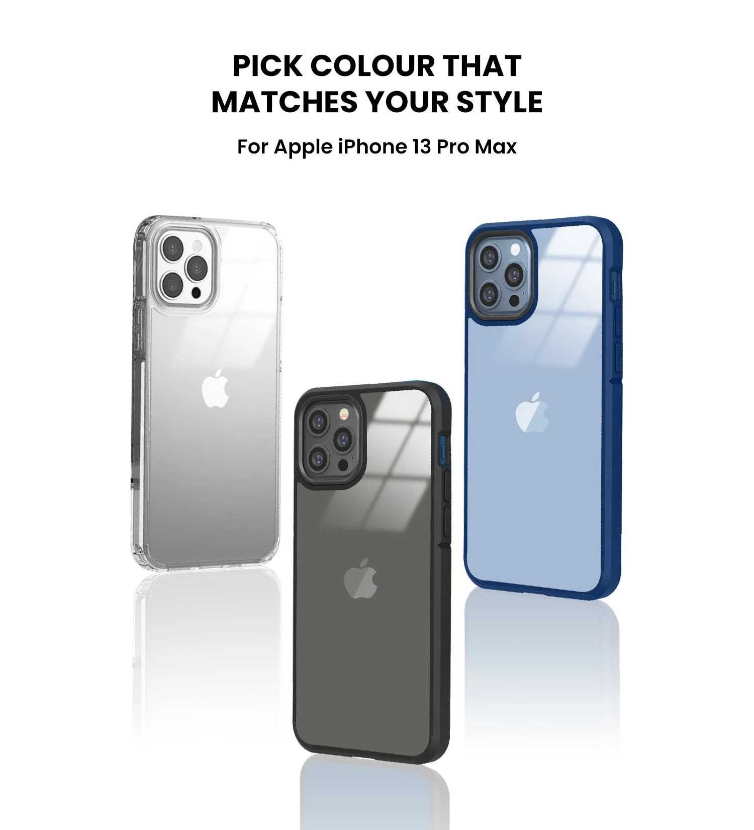Ice Crystal Series Hybrid Scratch-Resistant Transparent PC Military Grade TPU Back Cover for Apple iPhone 13 Pro Max, 6.7 inch, Deep Blue